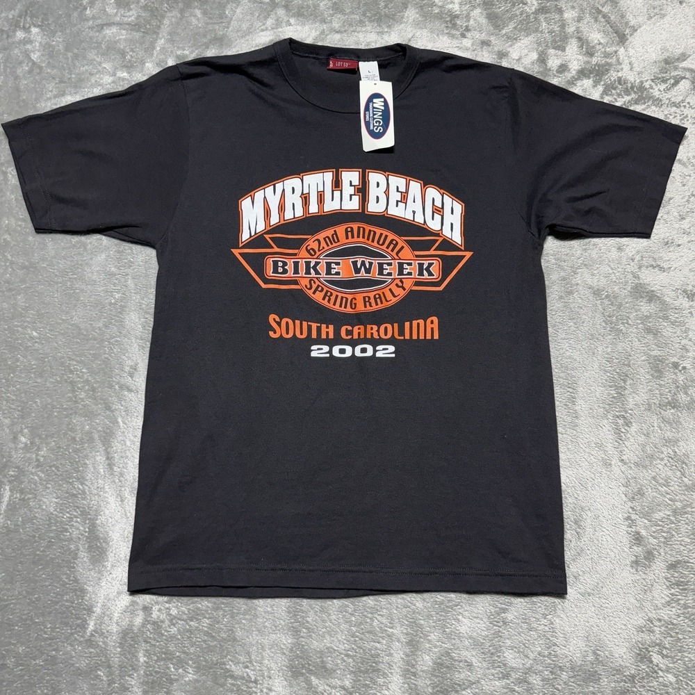 Vintage 2002 Myrtle Beach Bike Week Shirt L Wings Tag NWT Spring Rally